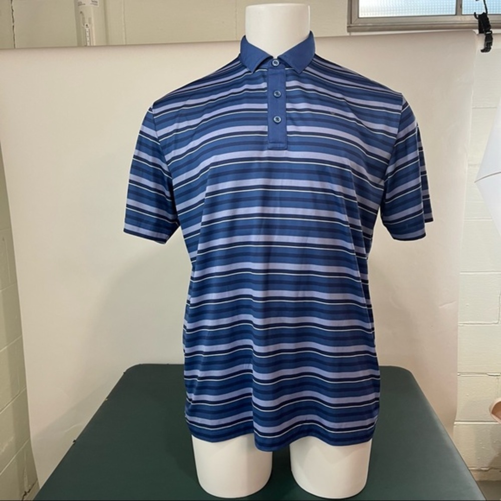 Callaway Opti Dri Golf Polo Shirt Blue Striped Mens Size L (255)